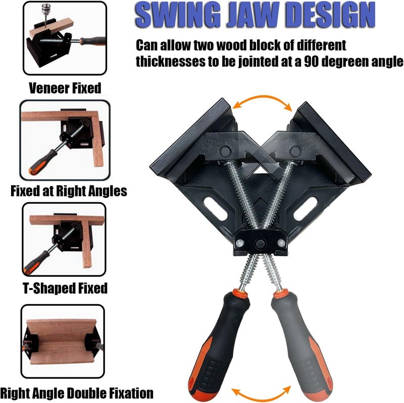 ISWEES Corner Clamp 4pcs 90 Degree Right Angle Clamp with Adjustable Aluminum Alloy Swing Jaw for Woodworking, Photo Framing, Gifts for Men Dad - Image 3